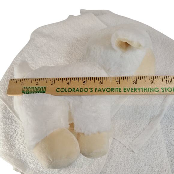 White Lamb Plush Stuffed Animal Soft Fleece 10" Laying Cuddly Toy Gund - Picture 3 of 16